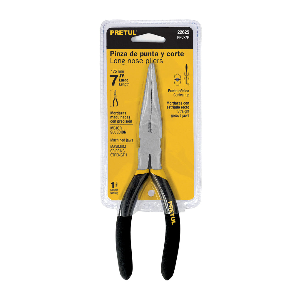 Pinza de punta y corte 7" mango de PVC, PRETUL PPC-7P (22625)