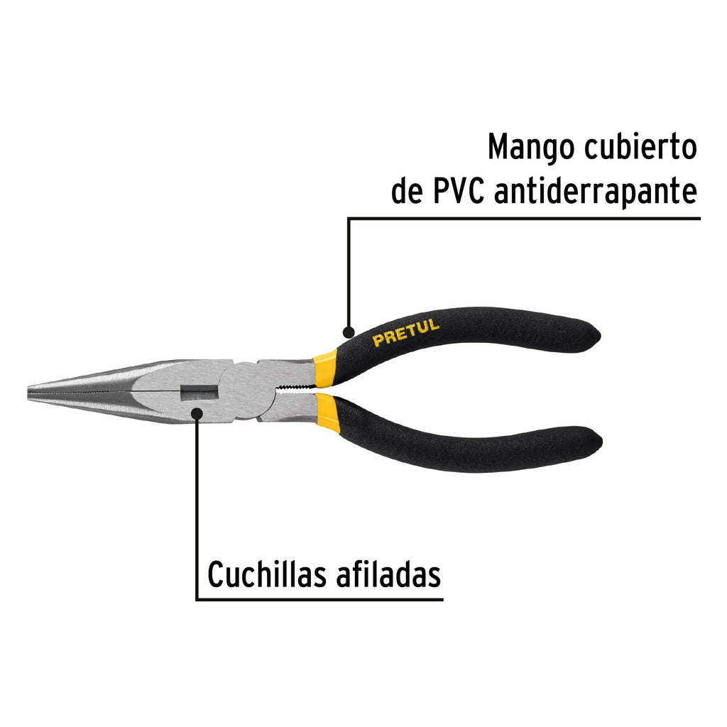 Pinza de punta y corte 7" mango de PVC, PRETUL PPC-7P (22625)