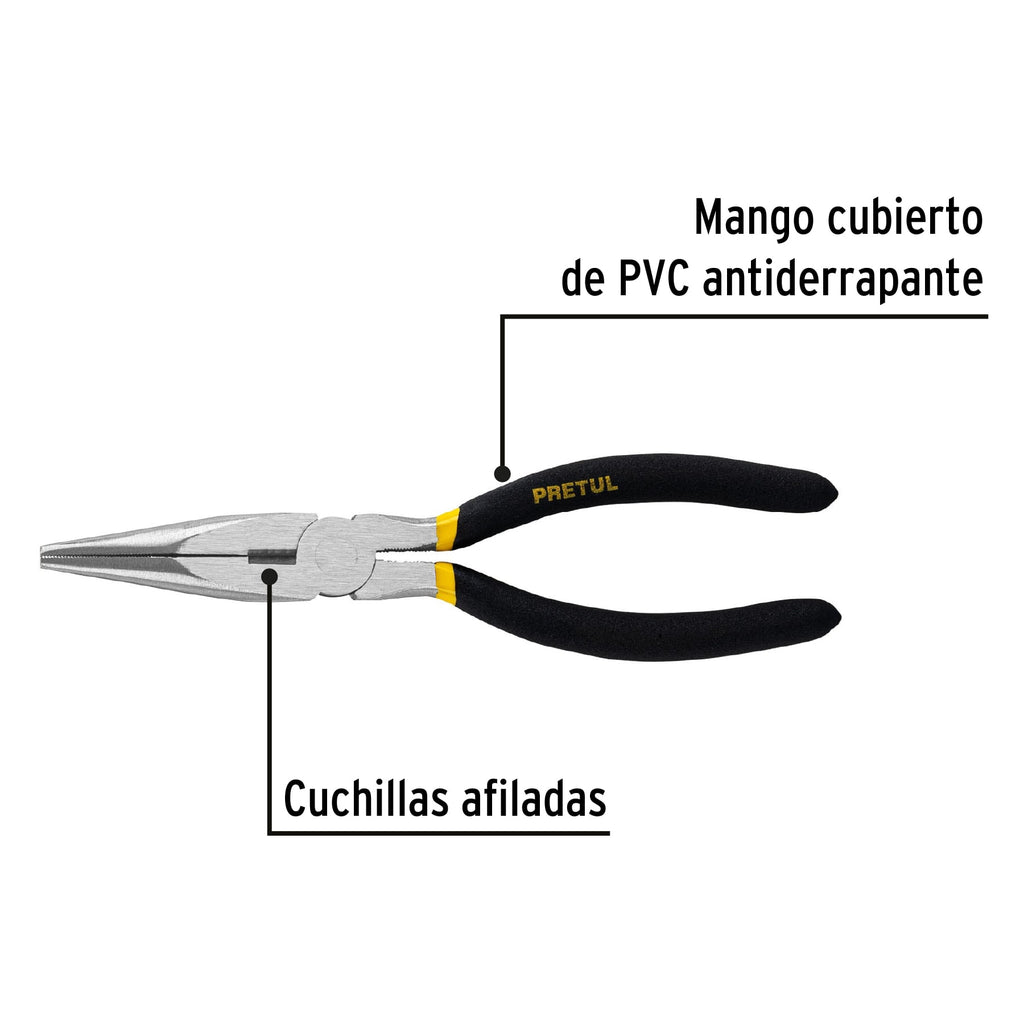 Pinza de punta y corte 8" mango de PVC, PRETUL PCD-8P (22627)