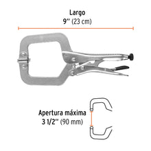 Cargar imagen en el visor de la galería, Pinza de presión 9&quot; tipo &quot;C&quot; con mordaza autoajustable TRUPER PPC-9R (17414)