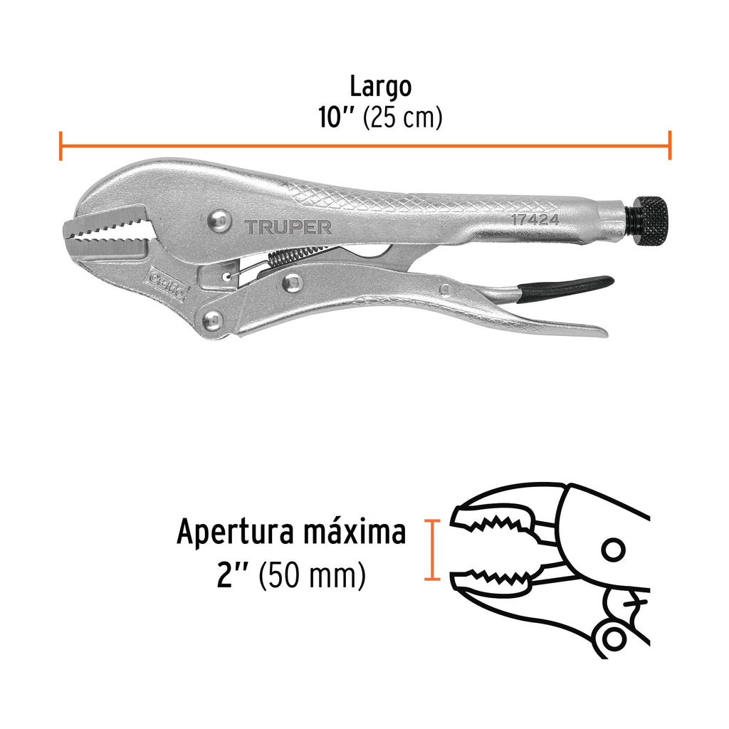 Pinza de presión 10" mordaza recta, TRUPER PPT-10R (17424)
