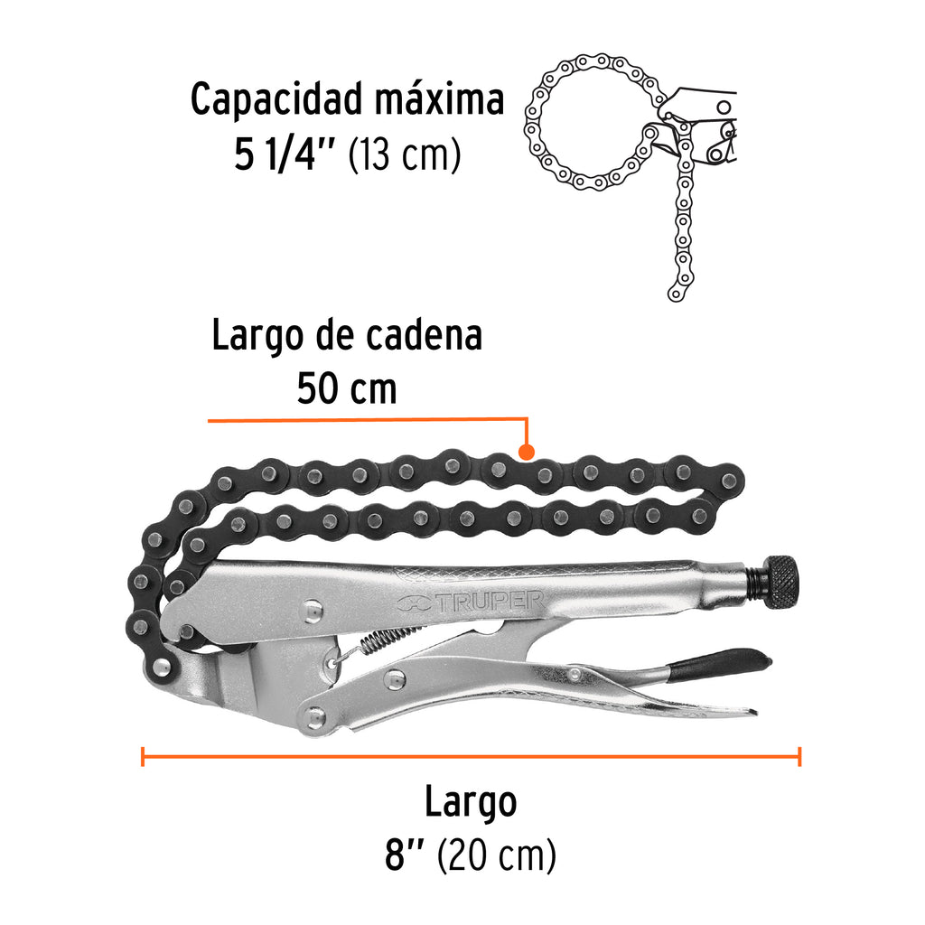 Pinza de presión 8" de cadena, TRUPER PPT-CAD (17438)