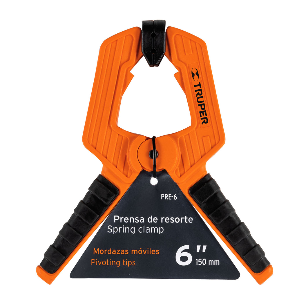 Prensa de resorte de 6", cuerpo de nylon con mango de TPR, TRUPER PRE-6 (17701)