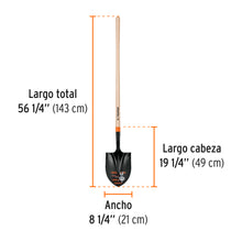Cargar imagen en el visor de la galería, Pala redonda T-2000, mango largo 45&quot;, TRUPER PRL-P (17175)