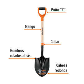 Pala redonda T-2000, puño 