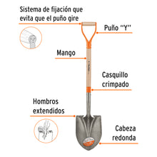 Cargar imagen en el visor de la galería, Pala redonda Classic, puño &quot;Y&quot;, TRUPER PRY (17154)