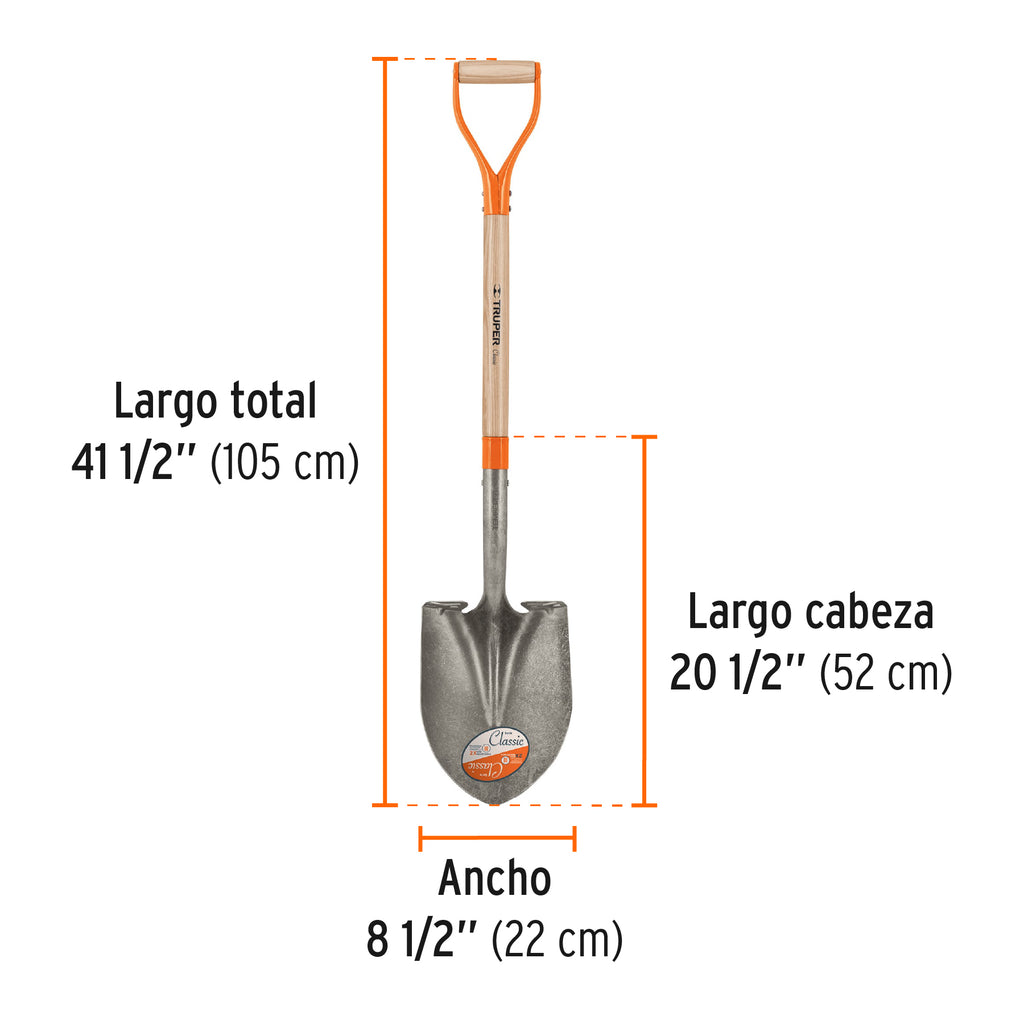 Pala redonda Classic, puño "Y", TRUPER PRY (17154)