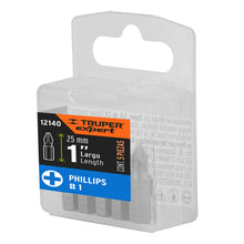 Cargar imagen en el visor de la galería, Estuche con 5 puntas de cruz PH1 largo 1&quot;, TRUPER Expert PUDE-1101 (12140)