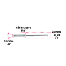 Cargar imagen en el visor de la galería, Remaches 1/8&quot; x 5/16&quot; de aluminio, ala 1/4&quot; bolsa con 50pz FIERO R-45B (44521)