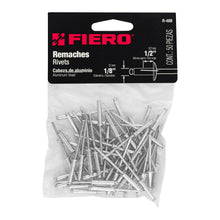 Cargar imagen en el visor de la galería, Remaches 1/8" x 1/2" de aluminio, ala 1/4 bolsa con 50pz FIERO R-48B (44523)