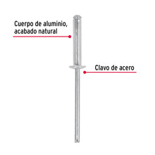 Cargar imagen en el visor de la galería, Remaches 1/8" x 1/2" de aluminio, ala 1/4 bolsa con 50pz FIERO R-48B (44523)