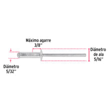 Cargar imagen en el visor de la galería, Remaches 5/32&quot; x 3/8&quot; de aluminio, ala 5/16&quot; bolsa con 50pz FIERO R-56B (44526)