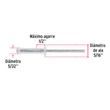 Cargar imagen en el visor de la galería, Remaches 5/32&quot; x 1/2&quot; de aluminio, ala 5/16&quot; bolsa con 50pz FIERO R-58B (44527)