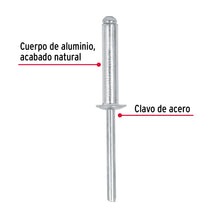 Cargar imagen en el visor de la galería, Remaches 3/16&quot; x 3/4&quot; de aluminio, ala 3/8&quot; bolsa con 50pz FIERO R-612B (44536)