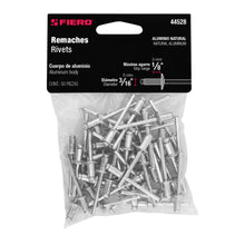 Cargar imagen en el visor de la galería, Remaches 3/16" x 1/8" de aluminio, ala 3/8" bolsa con 50pz FIERO R-62B (44528)