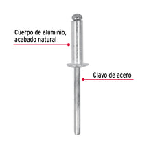 Cargar imagen en el visor de la galería, Remaches 3/16&quot; x 3/8&quot; de aluminio, ala 3/8&quot; bolsa con 50pz FIERO R-66B (44530)