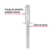 Cargar imagen en el visor de la galería, Remaches de 1/4&quot; x 1/2&quot; de aluminio, ala 1/2&quot; bolsa con 50pz FIERO R-88B (44534)