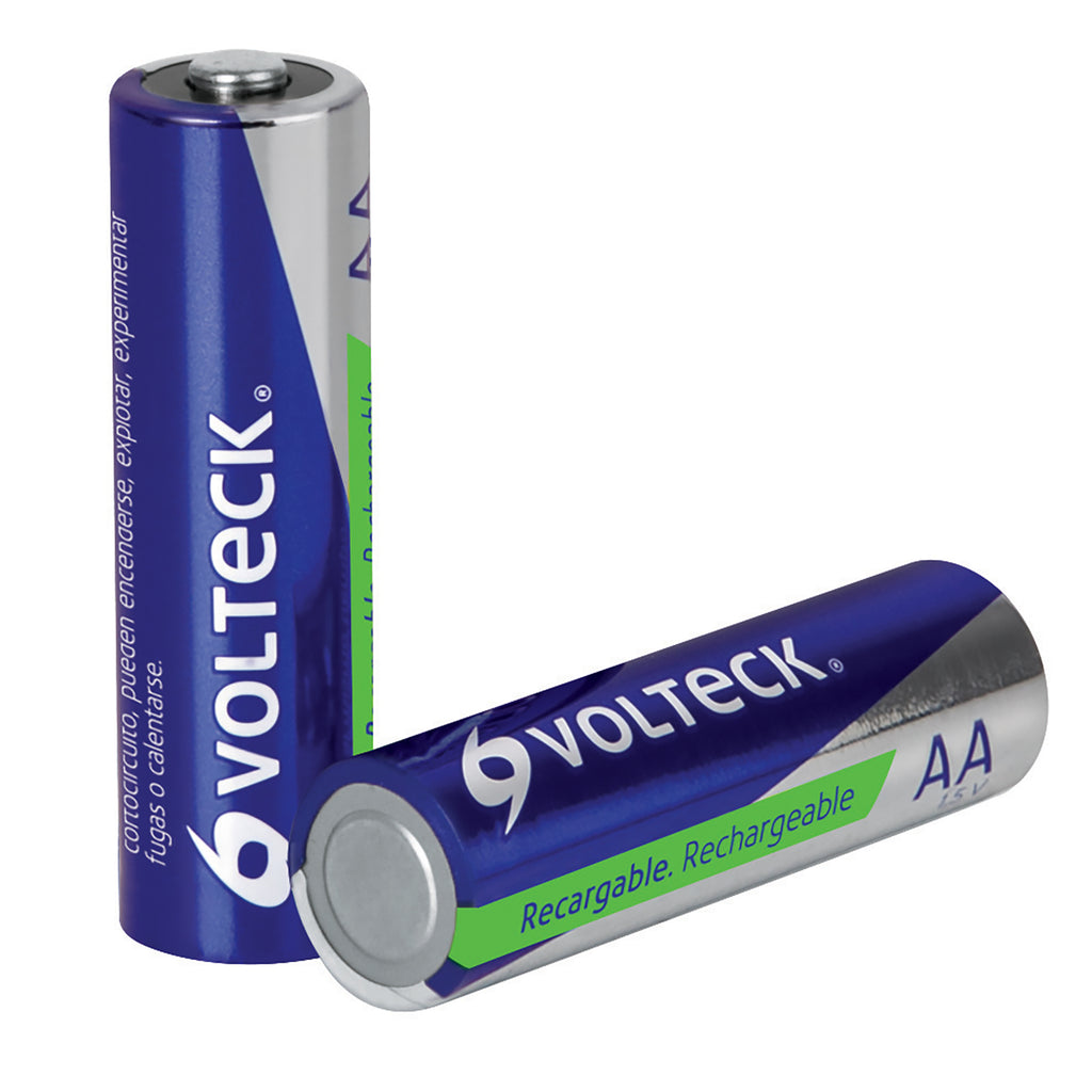 Pilas recargables AA larga duración, 2500 mAh 2pz, VOLTECK RE-AA (47204)