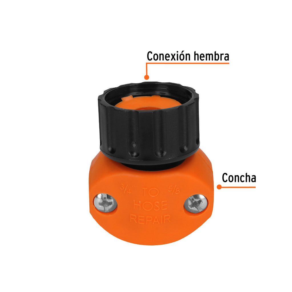 Conector 5/8"-3/4" hembra de ABS para manguera, TRUPER REF-5/8-3/4 (12718)