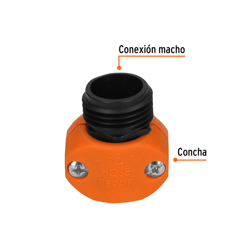 Conector 5/8"-3/4" macho de ABS para manguera, TRUPER REM-5/8-3/4 (12716)