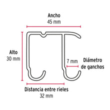 Cargar imagen en el visor de la galería, Riel superior &quot;JJ&quot; de aluminio para puerta corrediza 2 m, HERMEX RJJ-20 (48972)