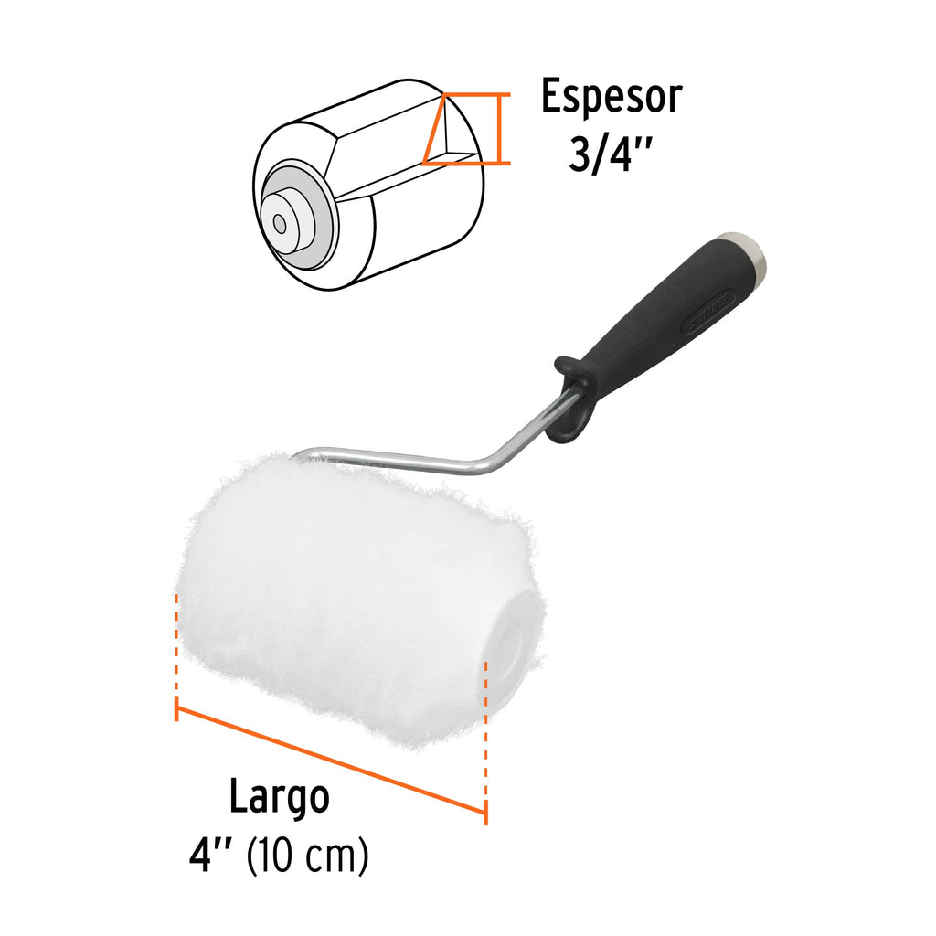 Mini rodillo para pintar 4" x 3/4" de poliéster, TRUPER ROPI-420P (13896)