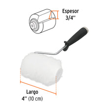 Cargar imagen en el visor de la galería, Mini rodillo para pintar 4&quot; x 3/4&quot; de poliéster, TRUPER ROPI-420P (13896)