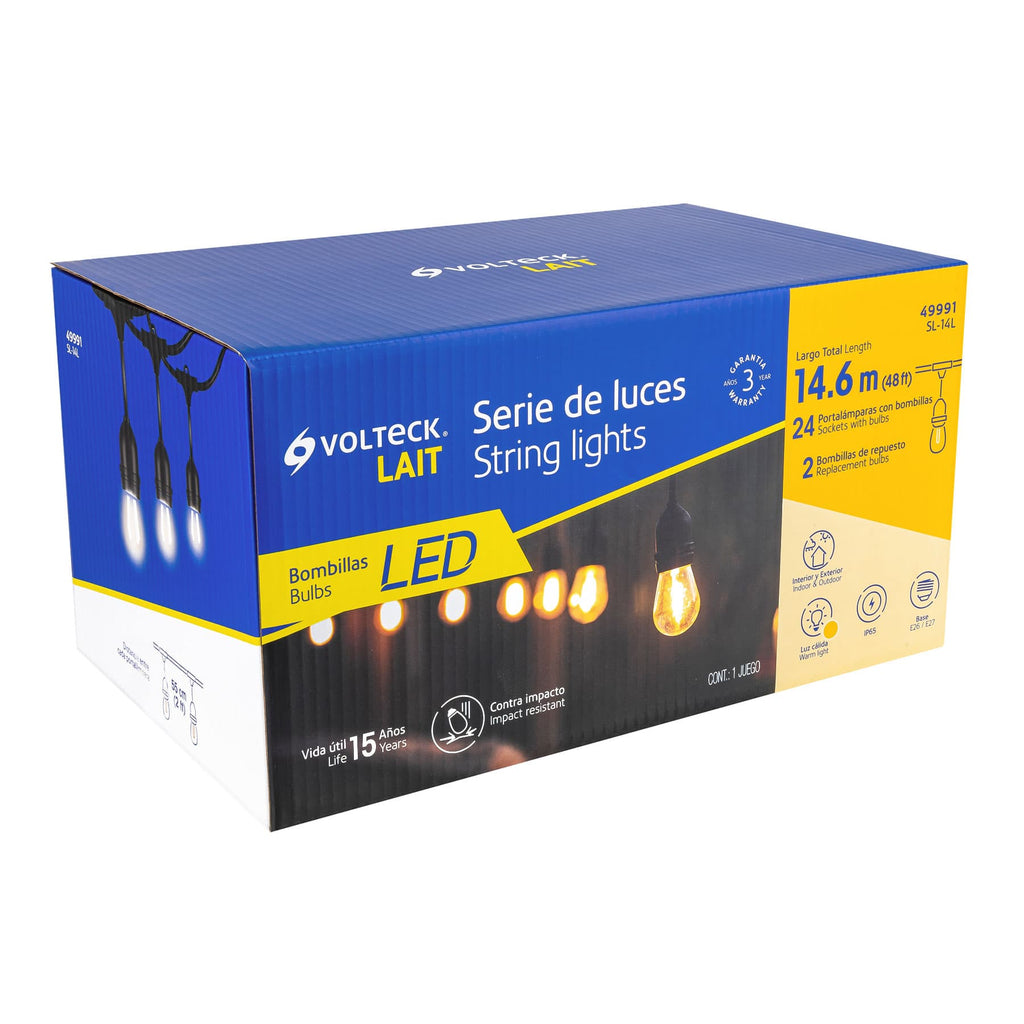 Serie de 14.6 m con 24 luces de LED para exterior, VOLTECK SL-14L (49991)