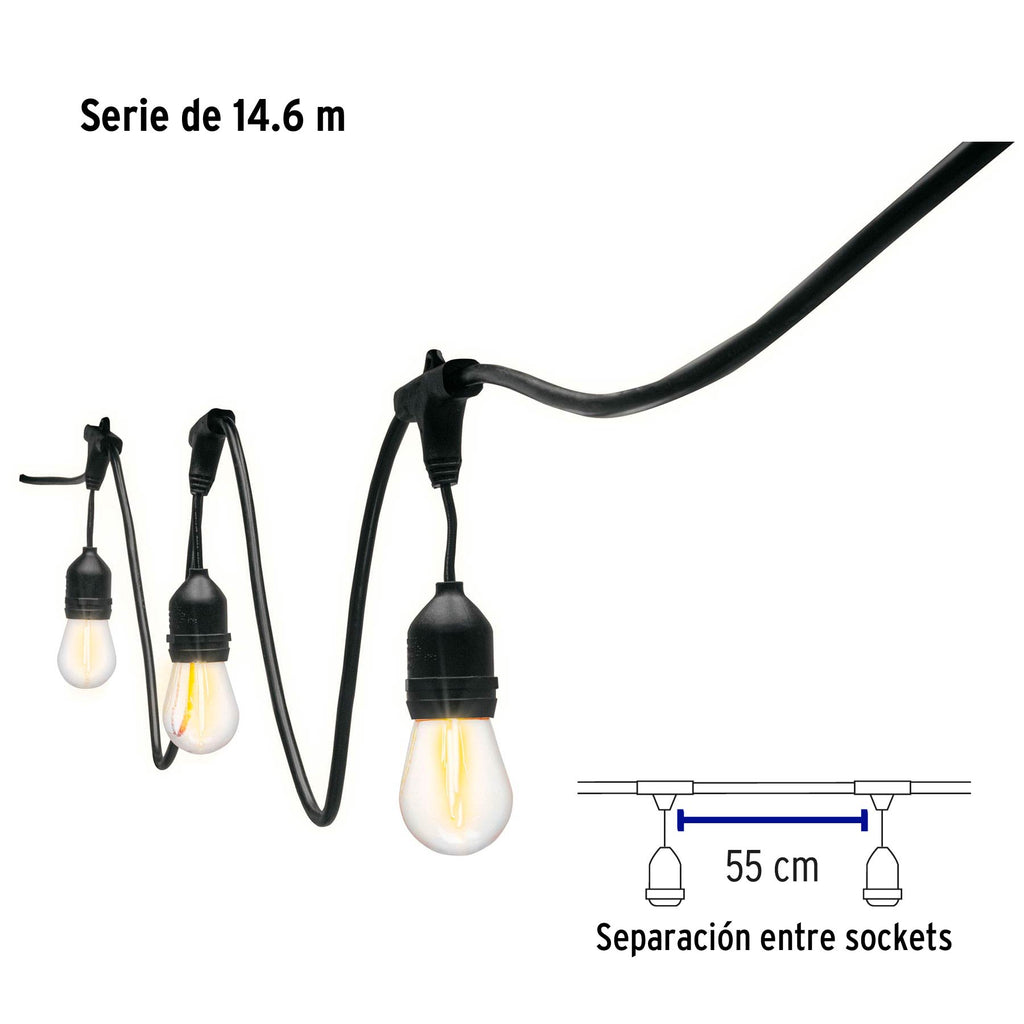 Serie de 14.6 m con 24 luces de LED para exterior, VOLTECK SL-14L (49991)