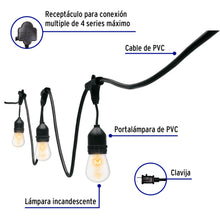 Cargar imagen en el visor de la galería, Serie de 7.3 m con 12 luces incandescentes para exterior, VOLTECK SL-7I (49994)