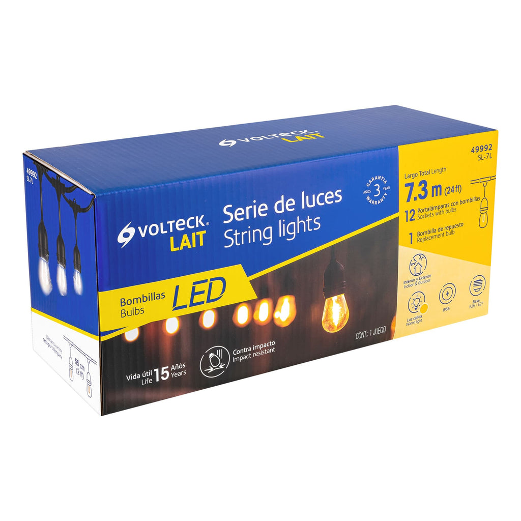 Serie de 7.3 m con 12 luces de LED para exterior, VOLTECK SL-7L (49992)