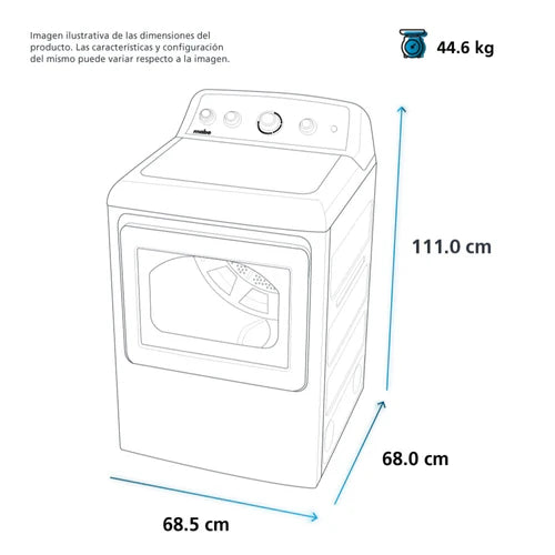 Secadora Eléctrica 20 kg Blanca con Sanitizado Mabe - SME26N5MNBABO