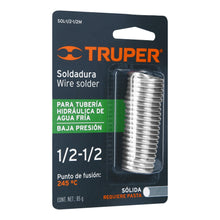Cargar imagen en el visor de la galería, Mini soldadura sólida 1/2-1/2, tubería de baja presión, 85 g, TRUPER SOL-1/2-1/2M (13287)