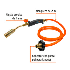 Soplete con manguera para gas, 200 PSI, TRUPER SOP-200 (16920)