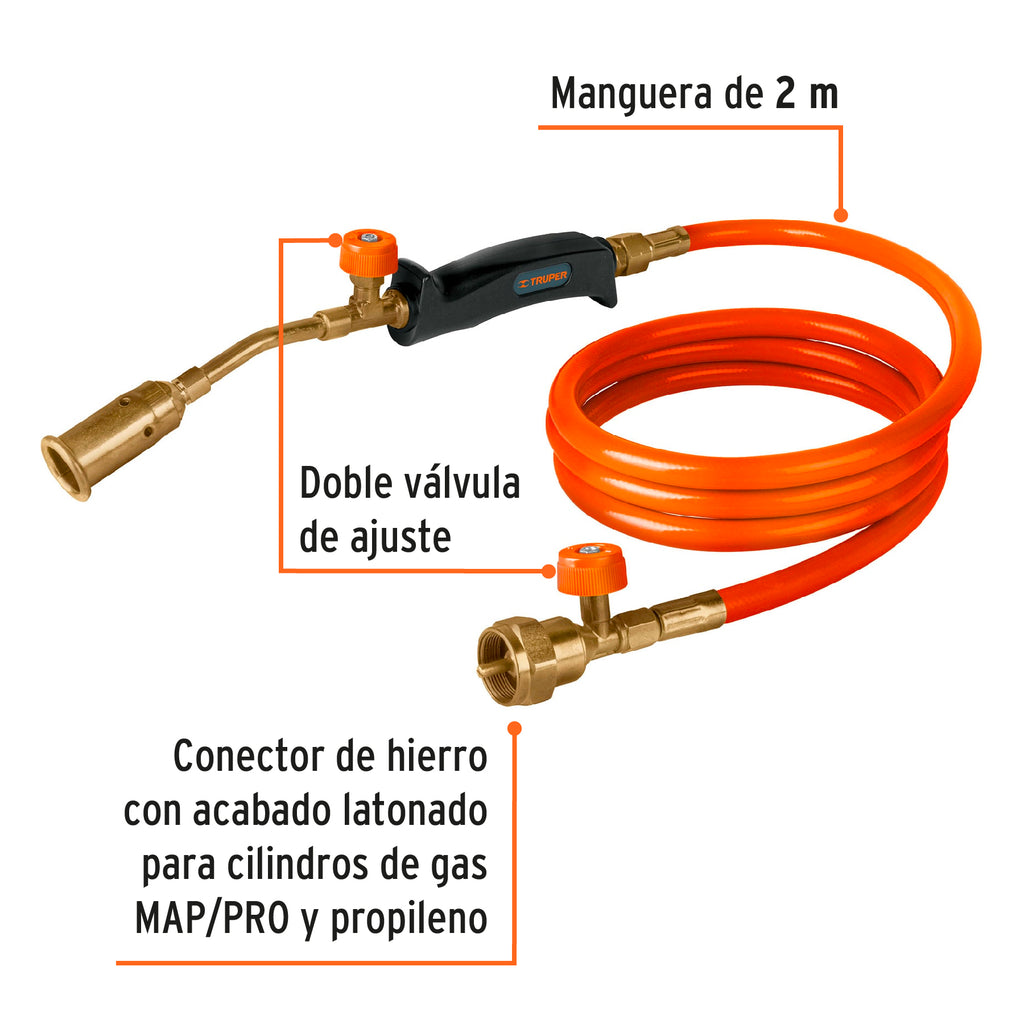 Soplete con manguera para gas, 1/2", TRUPER  SOP-201 (101970)