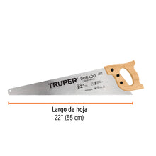 Cargar imagen en el visor de la galería, Serrucho 22&quot; Dorado, 7 DPP, TRUPER STD-22 (18169)