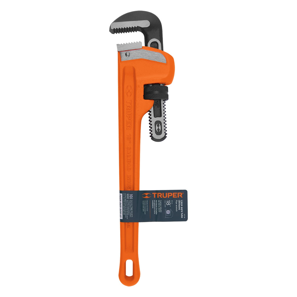 Llave stilson 18" cuerpo robusto de hierro dúctil, TRUPER STI-18 (15839)
