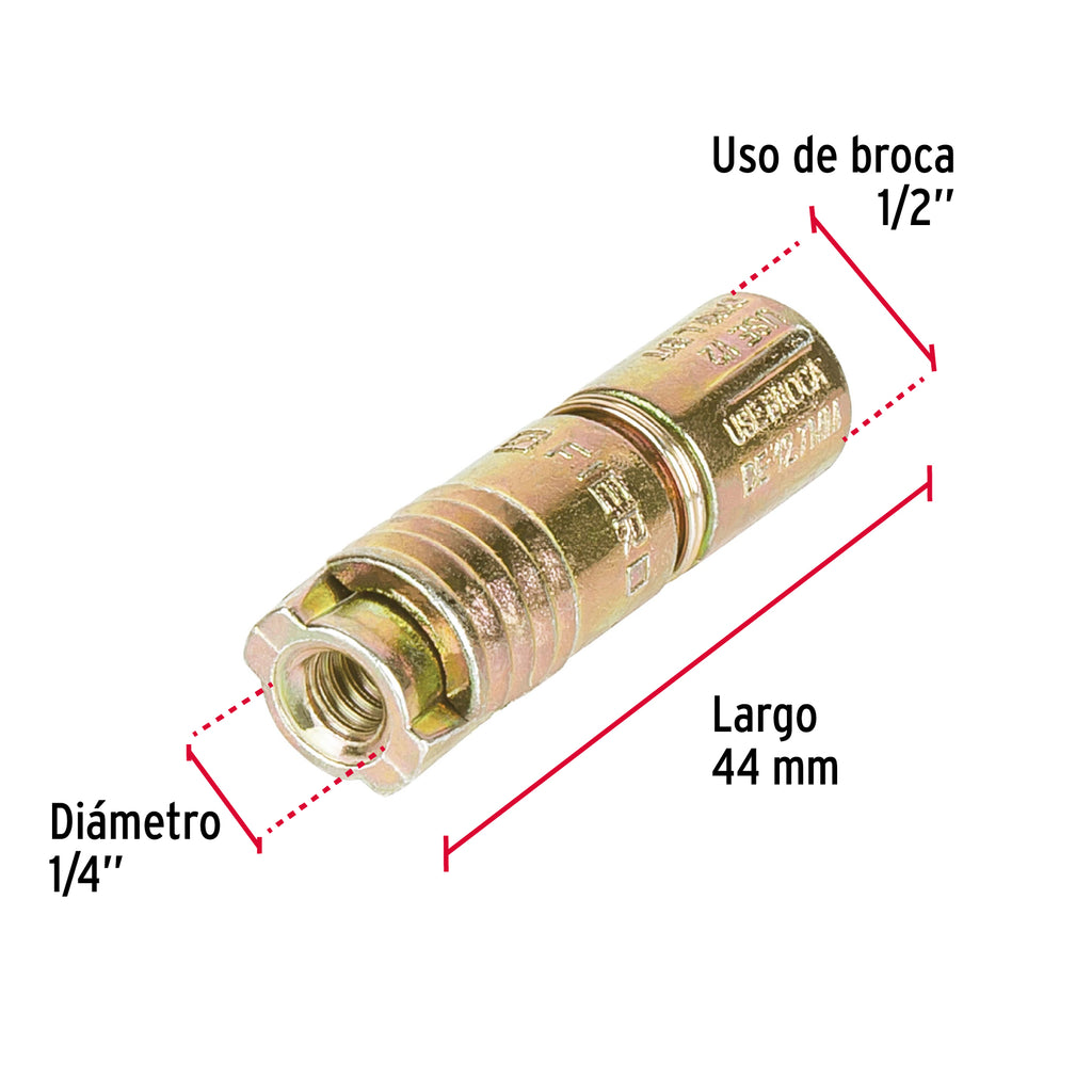 Taquetes expansivos de 1/4" sin tornillo, bolsa con 4pz FIERO TAE-1/4 (44362)