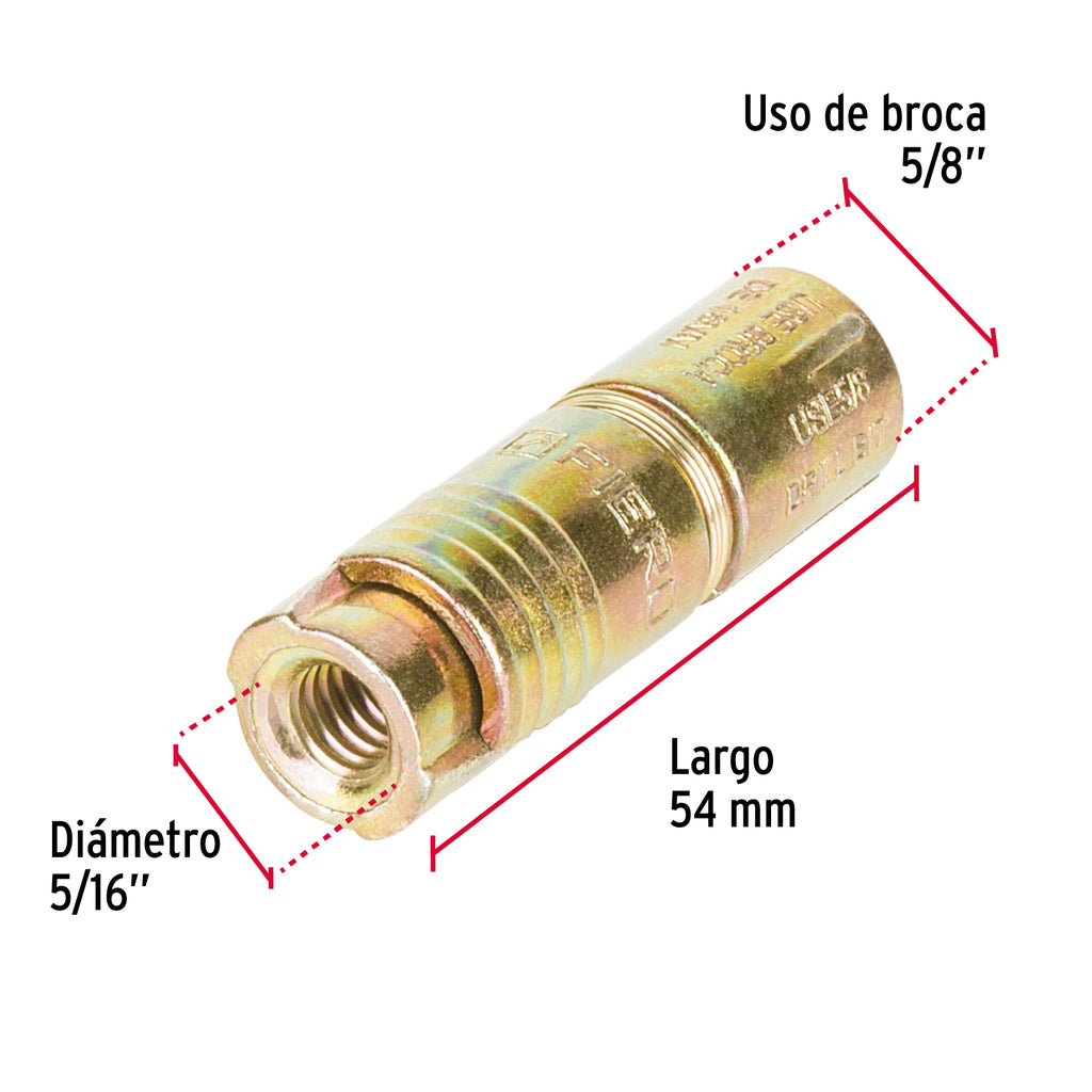 Taquetes expansivos de 1/4" sin tornillo, bolsa con 4pz FIERO TAE-5/16 (44363)