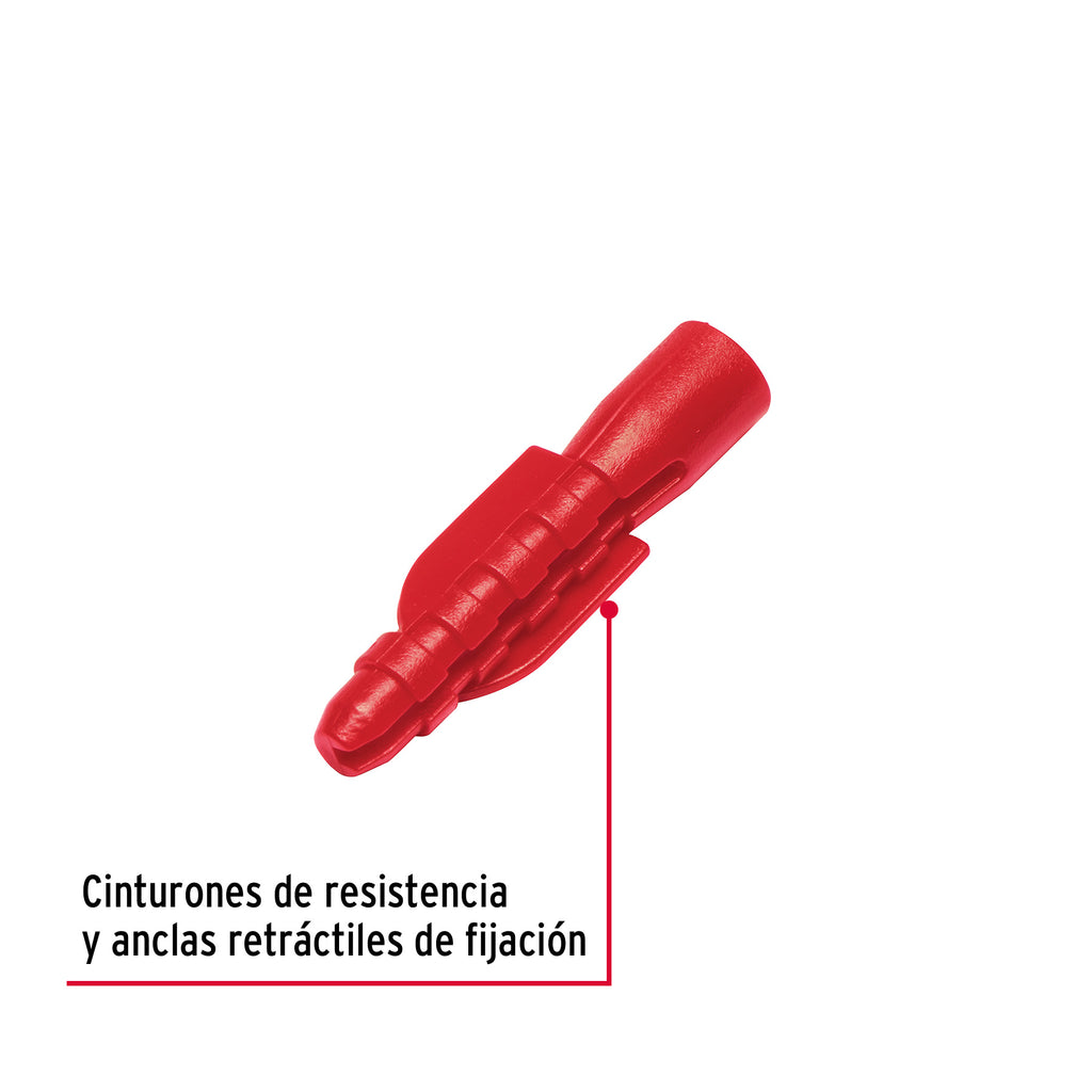 Taquetes de plástico 1/4", bolsa con 10pz rojo, FIERO TAQ-1/4P (44199)