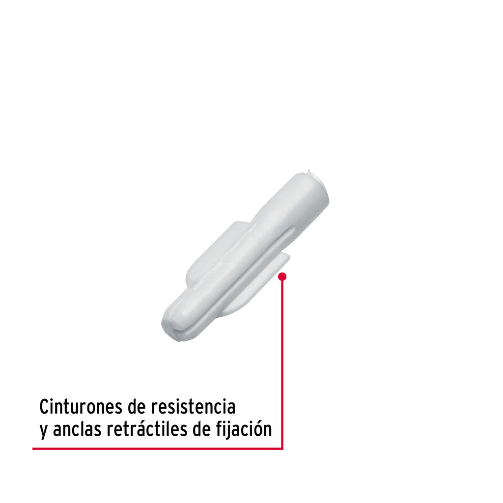 Taquetes de plástico 3/16", bolsa con 10pz blanco, FIERO TAQ-3/16P (40163)