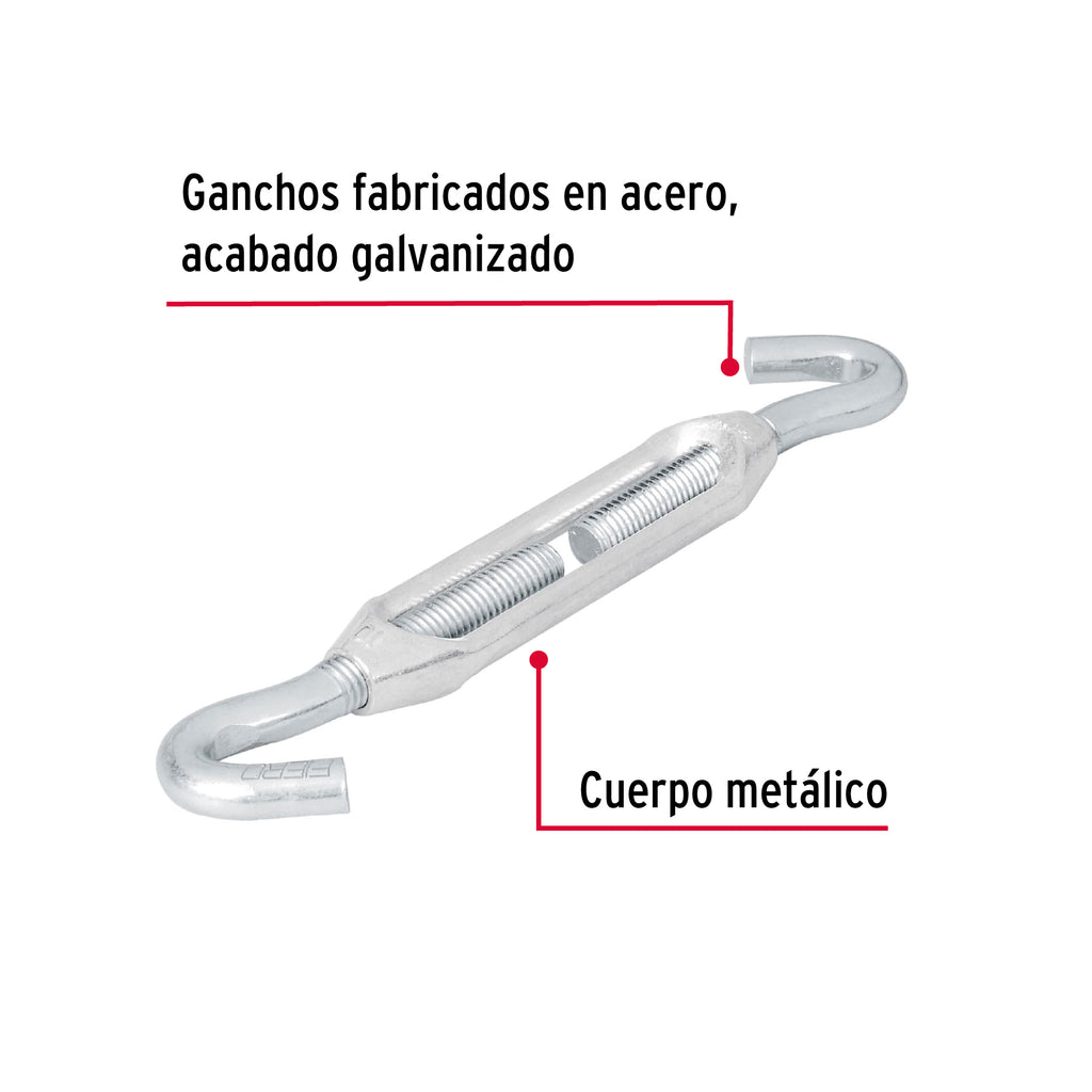 Tensor zinc 3/8" gancho-gancho, FIERO TEN-3/8G (44063)