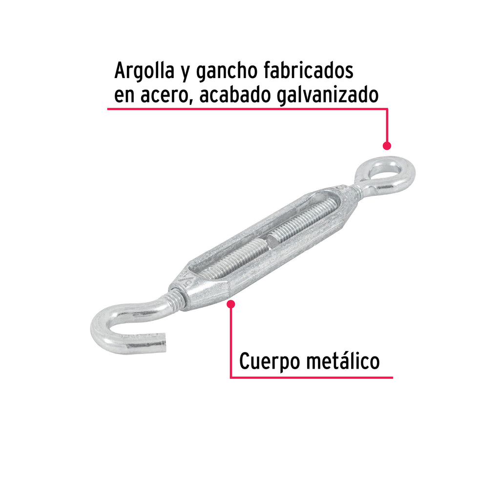 Tensor zinc 5/16" gancho-argolla, FIERO TEN-5/16A (44055)