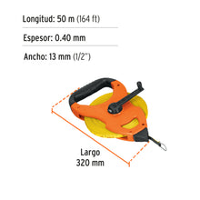 Cargar imagen en el visor de la galería, Cinta métrica larga 50 m fibra de vidrio, tipo cruceta TRUPER TFC-50ME (12647)