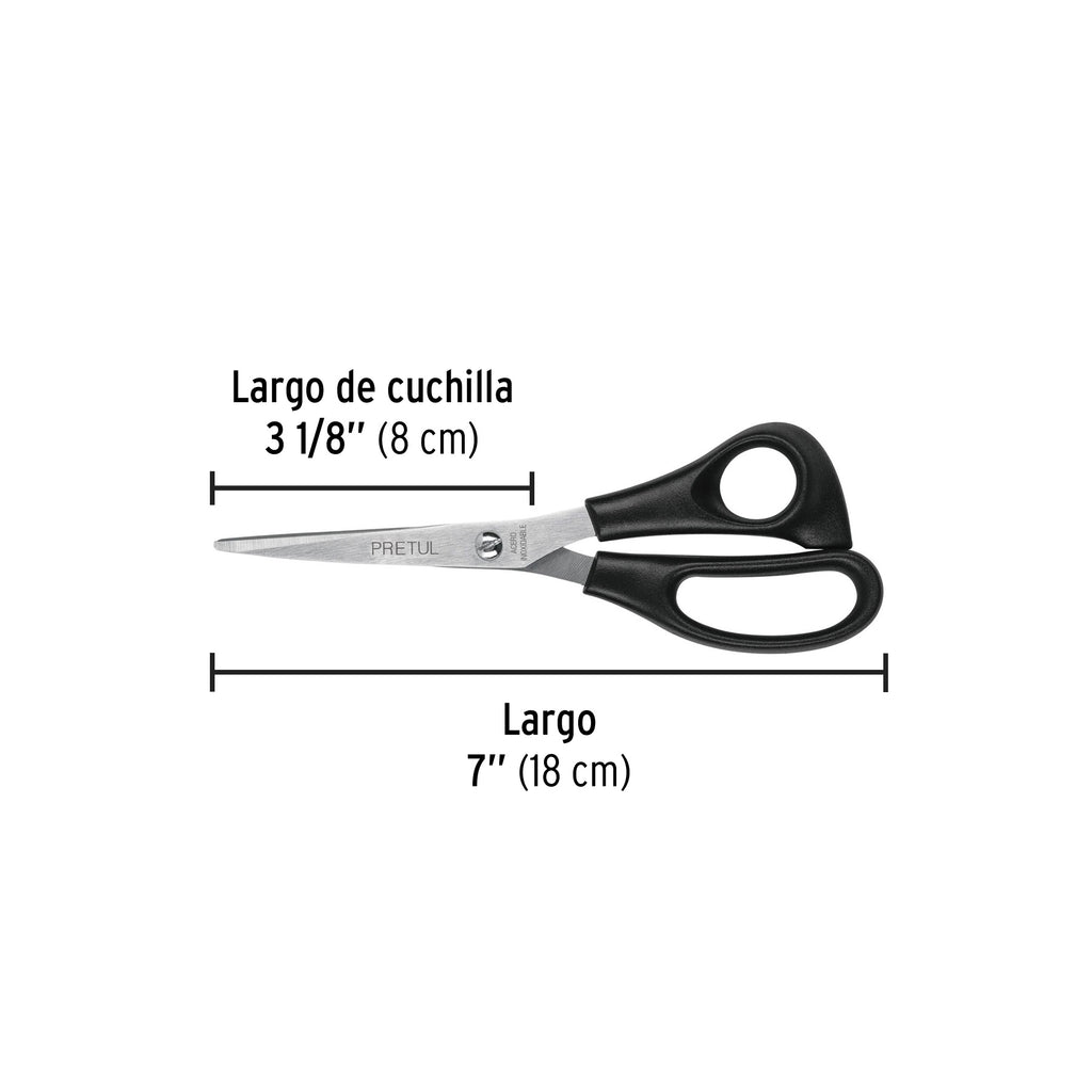 Tijera 7" de acero inoxidable para casa y oficina, PRETUL TINOX-7R (23186)