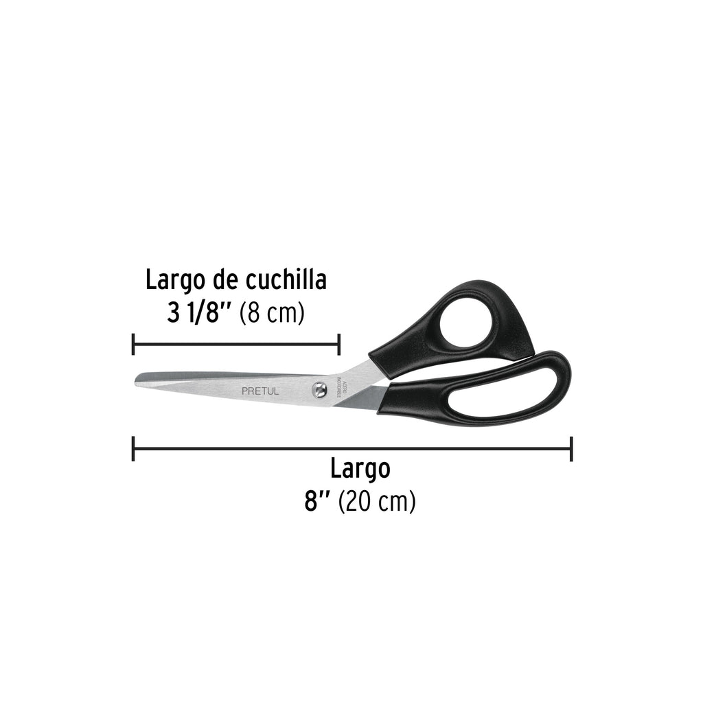 Tijera 8" de acero inoxidable para casa y oficina, PRETUL TINOX-8C (23185)