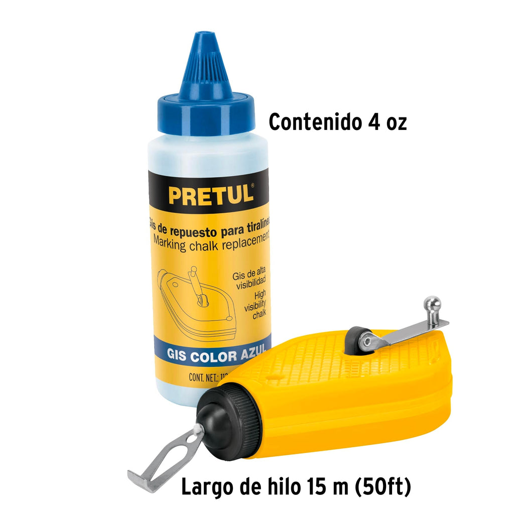 Tiralíneas plástico con gis 15 m (50 ft),PRETUL TL-50P (28574)