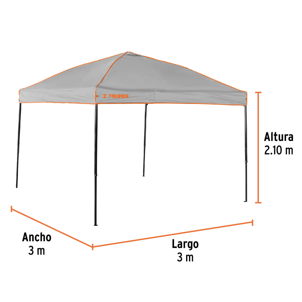 Toldo plegable de 3 x 3 m, TRUPER TOL-3 (66075)