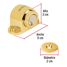 Cargar imagen en el visor de la galería, Tope para puerta magnético, acabado latón, HERMEX TAMA-1 (43781)