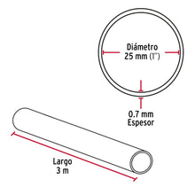 Cargar imagen en el visor de la galería, Tubo redondo para clóset, 3 m, acero cromado, HERMEX TR-530 (48974)